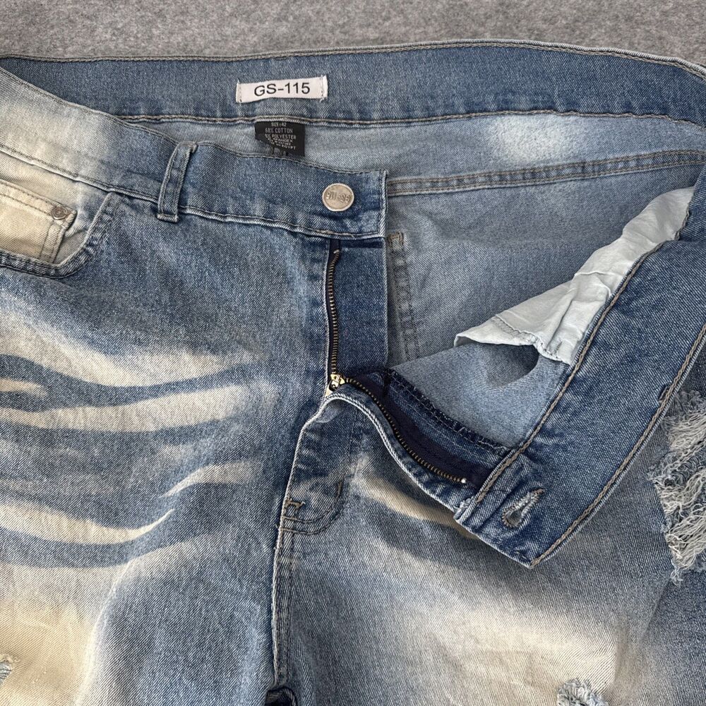 GS-115 Mens High Rise Skinny Distressed Stretch Blue Jeans Size 42 - Picture 6 of 14